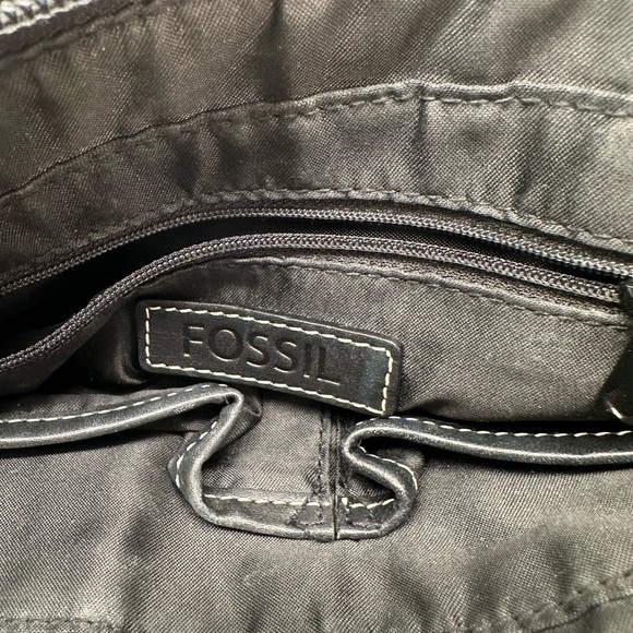 Fossil Dark Brown and Light Brown Logo Print Satchel Bag - Picture 4 of 5